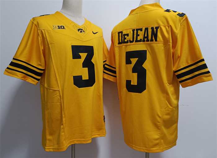 Men's Iowa Hawkeyes #3 Cooper DeJean Yellow Stitched Jersey,We sell and wholesale Men's Iowa Hawkeyes #3 Cooper DeJean Yellow Stitched Jersey on line form chian!